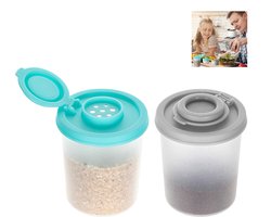 2 stuks - Mini kruidenstrooiers - Mini plastic kruidenflesjes - Zout- en peperstrooierset - met vochtbestendige deksels - Zout- en peperstrooiers - Lichtgroen + grijs - Perfect voor kamperen, picknick, reizen, lunchtrommel, keuken, transparant