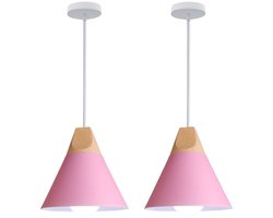 2 Stuks Modern Hanglamp Slaapkamer Kroonluchter E27 Plafondlamp voor Keuken Eetkamer Woonkamer Roze