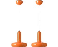 2 Stuks Modern Hanglamp Slaapkamer Plafondlamp Binnen Lampenkap voor Woonkamer Keuken Hal Oranje