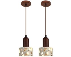 2 Stuks Modern Hanglamp Steen voor Slaapkamer Kroonluchter Vintage E27 Plafondlamp voor Woonkamer Eetkamer Hal