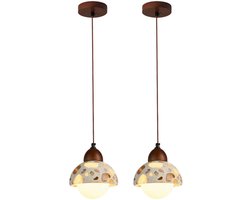 2 Stuks Modern Hanglamp Steen voor Slaapkamer Kroonluchter Woonkamer Vintage Plafondlamp Eetkamer E27