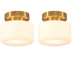 2 Stuks Moderne Plafondlamp Glazen Slaapkamer Plafonniere voor Kinderkamer Goud