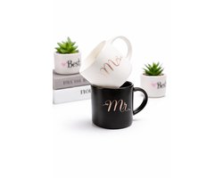 2 stuks Mr Mrs mokken, koffiemokken, huwelijkscadeau, koffiemokkenset, perfect voor koffie, thee en water, cadeau voor bruidsdouche, verloving, Valentijnsdag, jubileum en Kerstmis