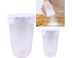 2 stuks Multifunctionele suikerzeef - met deksel om stof te voorkomen en gemakkelijk poeder te strooien - strooier voor bakpoeder - zeef voor taartdecoratiepoeder - 7*4,5*11,4 cm - voor thuisbakken en het strooien van poeder op gebak - wit