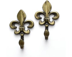 2 Stuks Muurhaken - Decoratieve Haken - Gordijnmuurhaken - Vintage Lichtmetalen Muurhaken - Metalen Tieback Gordijnhaken voor Woonkamer Badkamer Kast Jas (Cyaan Rood)