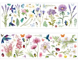 2 Stuks - Muursticker - Muurstickers kinderkamer - Bloemen/Vlinder/Vogel - Herbruikbaar - Herplaatsbaar - Kinderkamer - Huis inrichting - Kleurrijke Muur Sticker - PVC - 90*30cm - Voor woonkamer babykamers slaapkamer toilet decoratie - Wanddecoratie