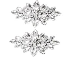 2 stuks-naai- kleding- applicatie -strass- zilverkleur- trouwjurk versiering- Charme Bijoux