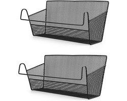 2 stuks Nachtkastje Opknoping Opbergmanden - Opbergrek voor Thuiskantoor School Slaapzaal Stapelbed (Zwart) Beside shelf