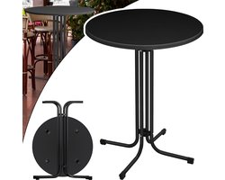2 stuks Ø 80 cm hoge tafel opvouwbare bistrotafel buiten klaptafel horeca bartafels tuintafel statafels ronde feesttafel biertafel hittebestendige stabiele met verstelbare voetmat, zwart