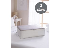 2 Stuks Onderbed Opbergtassen - 60L - Opbergtas voor Kleding en Dekens - Opbergtas met Rits - Opbergzak - Kleding Organizer - Opberghoes voor Kleding - Opberg Kleding - Grijs