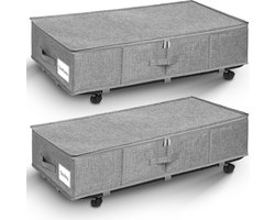 2 stuks onderbedcommode, opbergbox met wielen 360° rotatie, groot onder bed met 3 handgrepen, ultra dikke dekbedden opslag, 74,5 x 39,8 x 22 cm