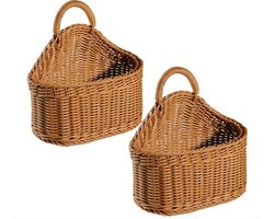 2 Stuks, Op De Muur Gemonteerde Opslagmand, Pastorale Handgemaakte Geweven Muur Gemonteerde Opbergmand, Woonkamer In Huis En Café Creatieve Muurdecoratie Hangende Mand