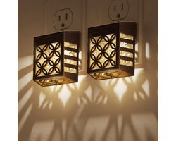 2 stuks op zonne-energie werkende plug-in nachtlampjes - Sensor dimmend ontwerp - Decoratieve badkamernachtlamp - Sensor nachtlampje voor de gang - 20*15*10cm - Geschikt voor nachtverlichting in de badkamer, gang en trap - Zacht wit licht