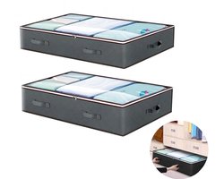 2 stuks - Opbergbox voor onder het bed - kledingkast organizer - opbergdoos - opvouwbare opbergtas voor onder het bed - geschikt voor het opbergen van dekens, handdoeken, dekbedden, truien, kussens, lakens, inpakpapier, enz. (100×50×18 cm, zwart)