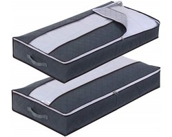 2 Stuks Opbergkist Voor Onder Het Bed 90l - Niet-Geweven Stof - Opvouwbare Opbergtas Met Doorzichtig Venster - Voor Dekbedden, Kleding, Beddengoed En Dekens
