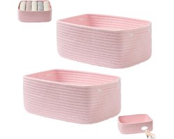 2 stuks - Opbergmand - Kastmand - Opbergmand van katoenen touw - Cadeaumand - Speelgoedmand - Opbergdoos van gevlochten touw - Voor het organiseren van planken, kasten en speelgoed