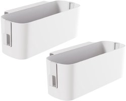 2 stuks Opbergorganizer voor aan het bed - Hangende mand - Houder voor diversen met haken - Hangende organizer voor op kantoor, thuis, in de slaapzaal, aan de zijkanten van babybedden, Wit