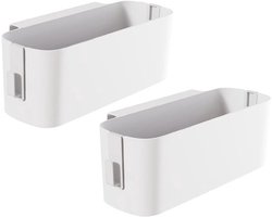 2 stuks Opbergorganizer voor aan het bed - Hangende mand - Houder voor diversen met haken - Hangende organizer voor op kantoor, thuis, in de slaapzaal, aan de zijkanten van babybedden, Wit