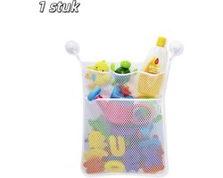2 stuks - Opbergtas - Badkamerrek - Doucheorganizer van gaas - Geschikt voor het opbergen van kinderspeelgoed in de badkamer, slaapkamer, enz. - Met gaaszak met zuignap - Wit