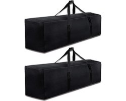 2 Stuks Opbergtas voor tuinmeubelkussens - 210D - waterdicht - UV-bestendig - draagbare opbergtas - Stofkap - Kussenhoes Tuinmeubelen - voor tuinmeubilair met handvatten en ritssluiting - 173 x 76 x 51 cm - zwart
