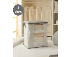 2 Stuks Opbergtassen - 67L - Opbergtas Voor Kleding en Dekens - Opbergtas Met Rits - Opbergzak - Kleding Organizer - Opberghoes voor Kleding - Opberg Kleding - Grijs