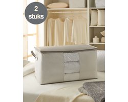 2 Stuks Opbergtassen - XXL 120L - Opbergtas Voor Kleding en Dekbed - Opbergtas Met Rits - Opbergzak - Kleding Organizer - Opberghoes voor Kleding - Opberg Kleding - Grijs