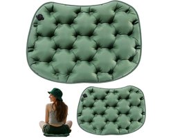 2 stuks Opblaasbaar zitkussen - Lichtgewicht en waterdicht - Vliegtuigstoelkussen - Draagbare buitenmat - 36*28*5 cm - Geschikt voor reizen, kamperen en wandelen - Groen