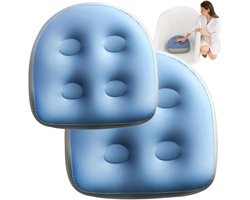 2 Stuks - Opblaasbare zitverhoger - opblaasbare opblaasbare kussens - 4 zuignappen - Opblaasbare zitkussens - PVC - Geschikt voor spa's en zwembaden - zacht comfortabel spa-zitkussen - blauw