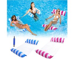 2 Stuks Opblaasbare Zwembad Hangmat, 4-in-1 Water Hangmat voor Ontspanning en Zwemmen
