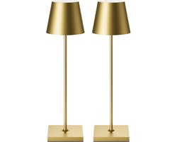 2 Stuks - Oplaadbare Tafellamp - Dimbaar - Aluminium - Bureaulamp - Waterdicht - 38CM - Goud