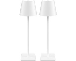 2 Stuks - Oplaadbare Tafellamp - Dimbaar - Aluminium - Bureaulamp - Waterdicht - 38CM - Wit