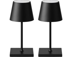 2 Stuks - Oplaadbare Tafellamp - Dimbaar - Bureaulamp - 26CM - Zwart