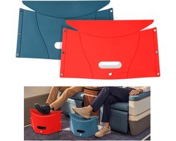 2 stuks - Opvouwbare kruk - opvouwbare voetenbankjes - ontlasting - voor vliegtuigreizen - PP-materiaal - ultradunne - draagbare - voor lange vluchten - rood en blauw - 31*21 cm