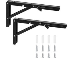 2 stuks opvouwbare plankbeugels - 12 inch zware opvouwbare plankbeugel voor wandmontage - Metalen opvouwbare L-vormige haakse plankondersteuningsdriehoekbeugel - Draagvermogen 90 kg - Geschikt voor ruimtebesparende woning, keuken, kantoor, opvouwbaar