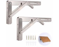 2 stuks opvouwbare plankbeugels - 14 inch zware opvouwbare plankbeugel voor wandmontage - Metalen opvouwbare L-vormige haakse plankondersteuningsdriehoekbeugel - Draagvermogen 90 kg - Geschikt voor ruimtebesparende woning, keuken, kantoor, opvouwbaar