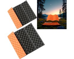 2 stuks - Opvouwbare vochtbestendige buitenmat - Waterdicht, lichtgewicht en gemakkelijk - Slaapmat voor op de camping - Rustmat voor buiten - 39*28*3,5 cm - Geschikt voor wandelen, kamperen, picknicken en rusten in de buitenlucht - Zwart en oranje