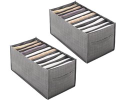 2 stuks - Organizer voor kleding - Kledingkast opbergdozen - met 9 vakken - Kastorganizer - Lade-organizer - Vakken opvouwbaar - Kledingverdeler - Opbergmanden - voor ondergoed, kledingkast, slaapkamer en ladeverdelers - 44*25*22 cm - grijs