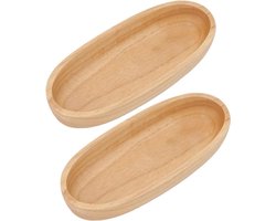 2 stuks Ovaal Houten Dienblad - Natuurlijk Dessertblad - Rubber Hout - Gebak Fruit Plaat - Schotel Kom voor Sushi - Snack Kaas .
