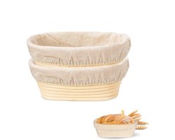 2-stuks Ovale broodrijsmand - zuurdesemrijsmand - handgemaakte rotan kom - bakgereedschap voor thuis - gevoerd - 17*6*12 cm - gemakkelijk schoon te maken - geschikt voor broodbakliefhebbers en professionele broodbakmachines - beige