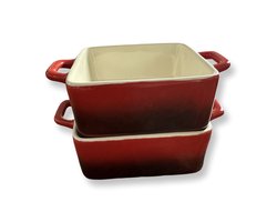 2 stuks ovenschaaltje - Klein gratinschoteltje - Keramisch - Ovenschotel - Amuse 9x9cm - hoogte 3,5cm