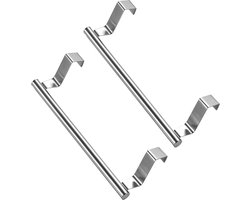 2 Stuks Over De Deur Handdoekrail Hanger Opslag Theedoekhouder Voor Het Ophangen Boven Kast Keuken Badkamer Bar (23Cm Zilver)