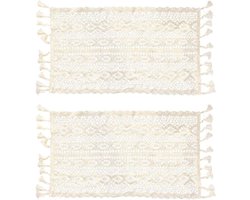 2 stuks placemats tafelset met boerderij ornamenten - rechthoekige tafelkleed voor Kerstmis, bruiloft en banket - witte tafeldecoratie 24* - rustieke sfeer voor woonvakantie