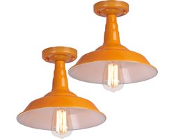 2 Stuks Plafondlamp Industrieel Woonkamer Lampenkap Vintage Keuken Slaapkamer E27 Oranje