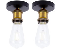 2 Stuks Plafondlamp Industriële Slaapkamer E27 Plafonnière Vintage voor Slaapkamer Hal Keuken Bronzen