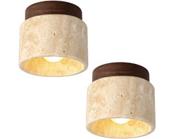 2 Stuks Plafondlamp Modern Creativiteit Plafondlamp Wabi-Stijl voor Woonkamer Keuken Slaapkamer Walnotenhout