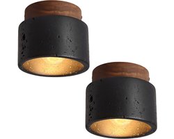 2 Stuks Plafondlamp Modern Creativiteit Plafondlamp Wabi-Stijl voor Woonkamer Keuken Slaapkamer Zwart