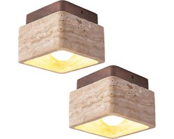 2 Stuks Plafondlamp Modern Slaapkamer 3W E27 Plafondverlichting Plafonniere voor Woonkamer Walnoot