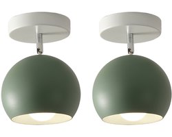 2 Stuks Plafondlamp Verstelbaar Slaapkamer Modern Plafonnière Bolvormig voor Kinderkamer Eetkamer Badkamer Groen