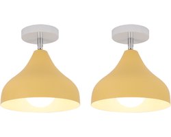 2 Stuks Plafonniere Moderne Slaapkamer E27 Plafondlamp voor Hal Woonkamer Badkamer Eetkamer Geel