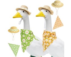 2 stuks - Porch Goose Outfit - Verandagans-outfit - Verandagans - Lente/Zomer Gans-outfit - Verandagans-kostuum - Inclusief strohoed en slabbetje met madeliefjes - Geschikt voor decoratie van tuin- en terrassculpturen - Landelijke/Pastorale stijl